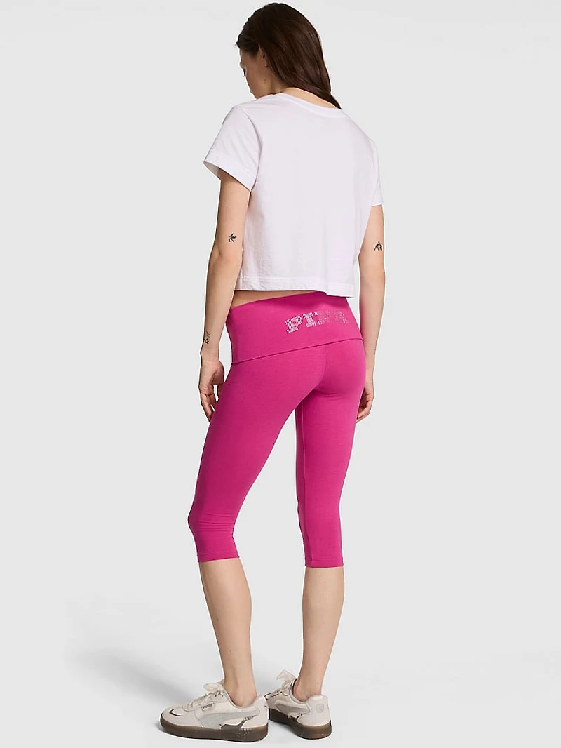 All-Day Cotton Foldover Capri Leggings