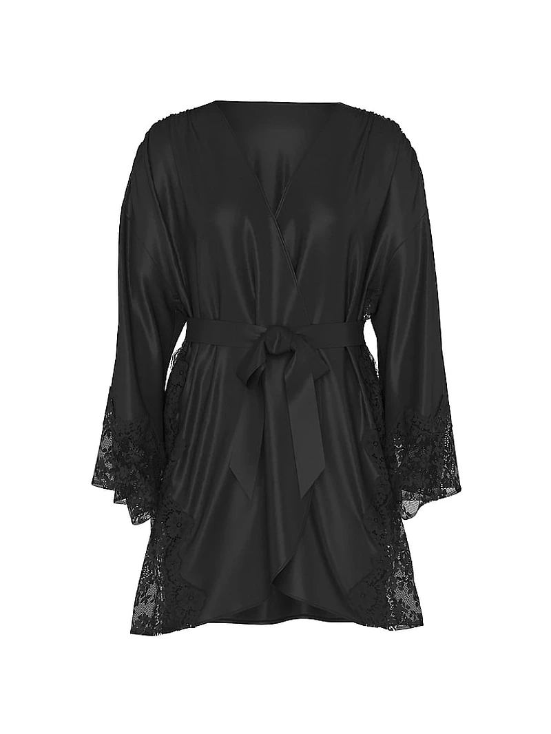 Satin & Lace Trim Robe