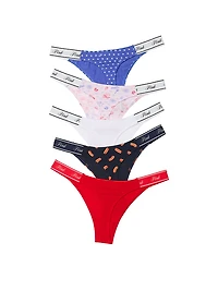 5-Pack Logo Cotton High-Leg Thong Panties