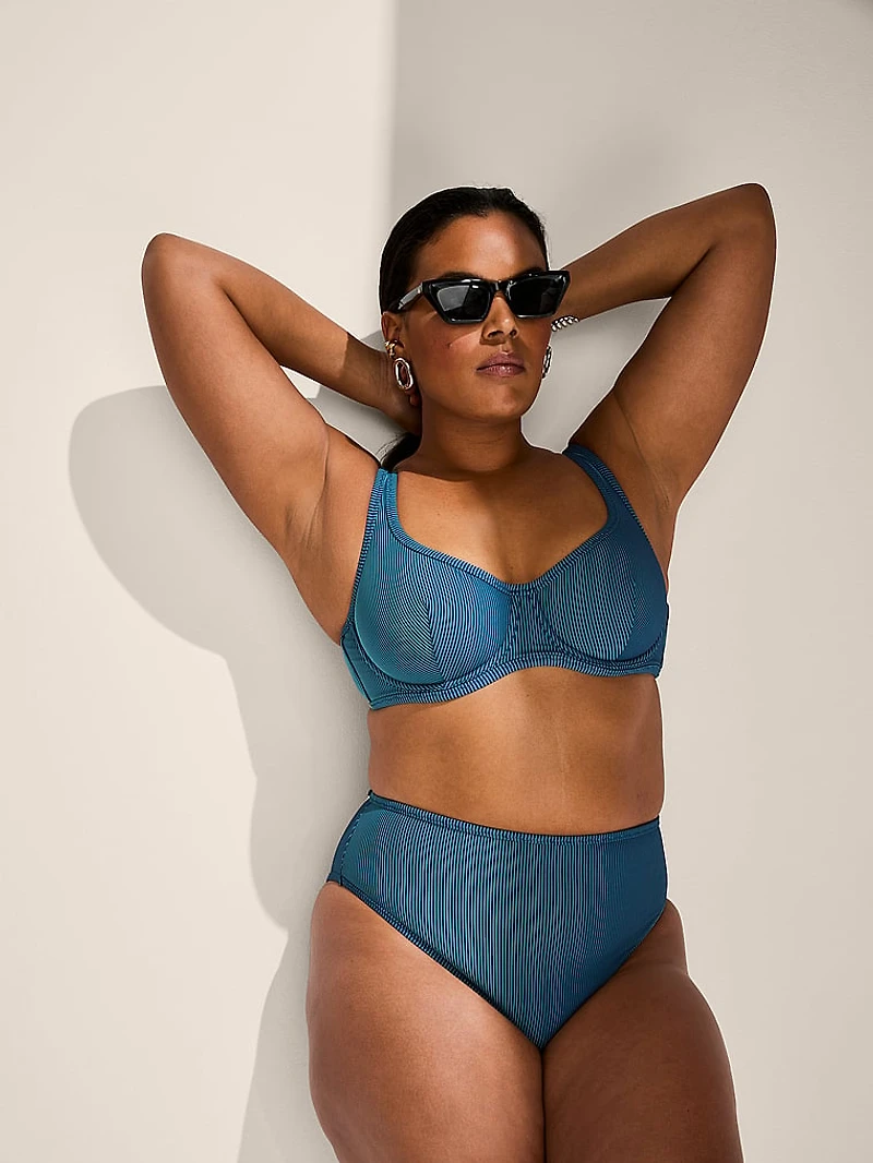 Two-Tone Rib Underwire Bikini Top