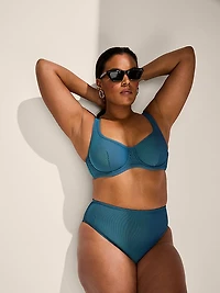 Two-Tone Rib Underwire Bikini Top