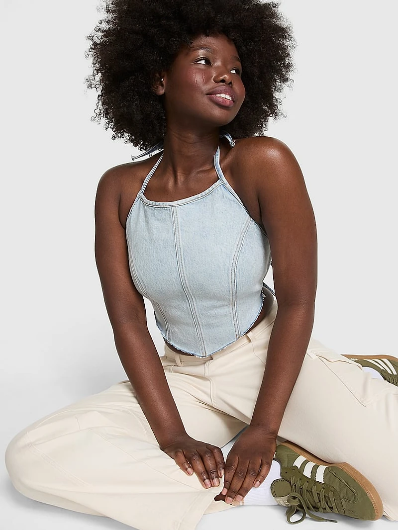 Denim by PINK Handkerchief Halter Top