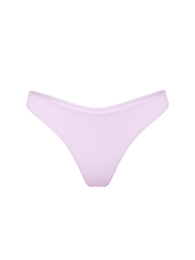 Stretch Cotton High-Leg Scoop Thong Panty