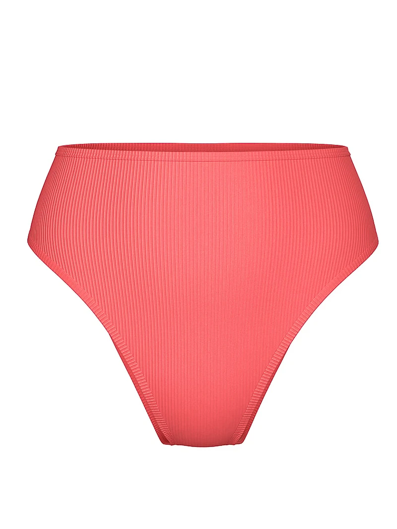 Two-Tone Rib High-Waist Cheeky Bikini Bottom
