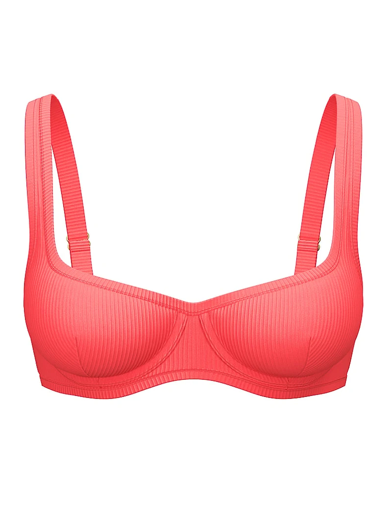 Two-Tone Rib Underwire Bikini Top