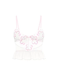 Peony Embroidery Flounce Bra Top