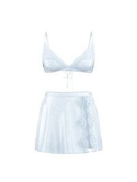 Tease Butterfly Satin Triangle Bralette & Skirt Set