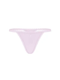 Cotton Pointelle Lace-Trim V-String Panty