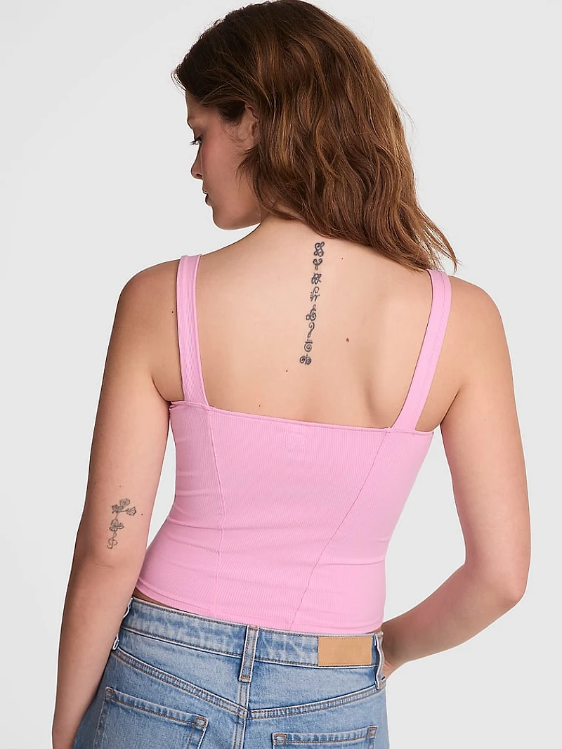 All-Day Soft Rib Lace-Up Corset Top