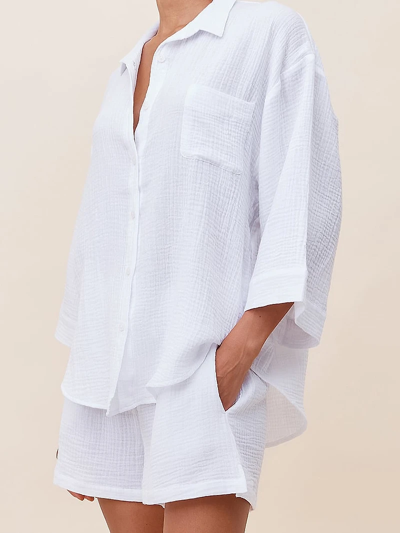 Ashley Textured Cotton Boxer Pajama Set