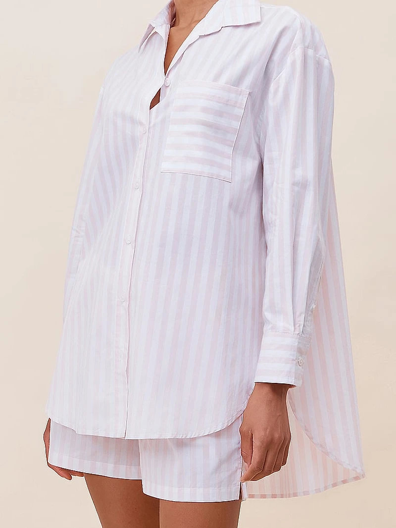 Cotton Stripe Shirting Boxer Pajama Set