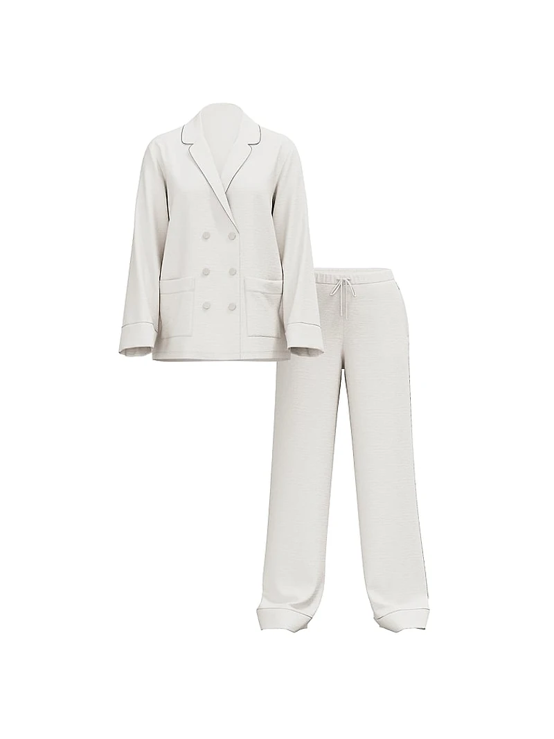 Luxe Satin Double-Breasted Long Pajama Set