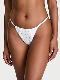 Stretch Cotton Heart Lace V-String Panty