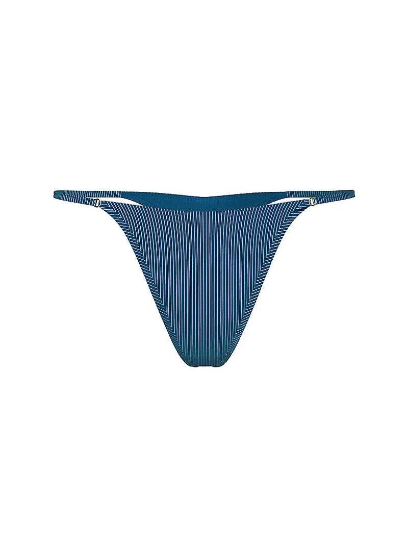 Two-Tone Rib Thong Bikini Bottom