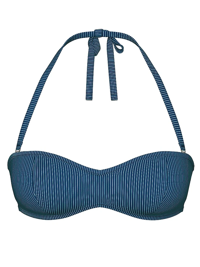 Two-Tone Rib Strapless Bandeau Bikini Top