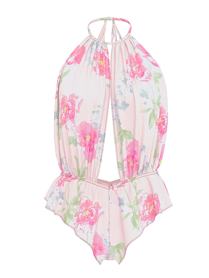 Peony Chiffon Halter Teddy