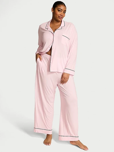 Modal Soft Eyelet Long Pajama Set