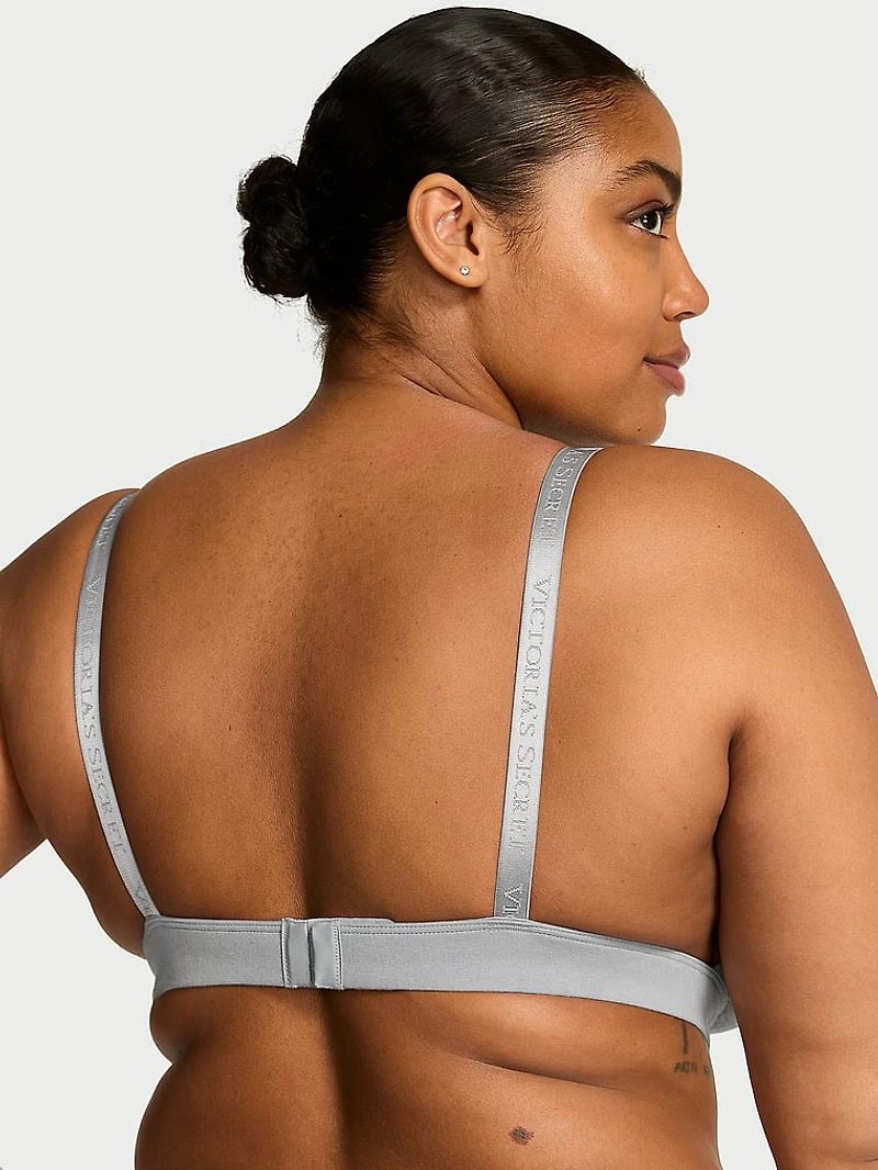 Cotton Logo Hardware Wireless Plunge Bralette