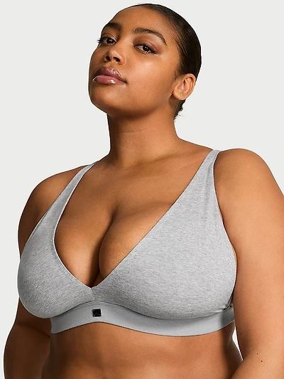 Cotton Logo Hardware Wireless Plunge Bralette
