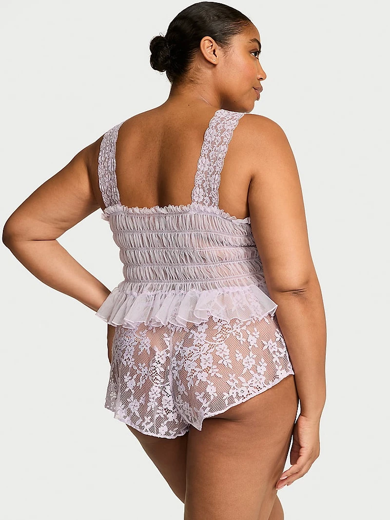 Dare to Dream Lace Sheer Cami & Flutter Short Set