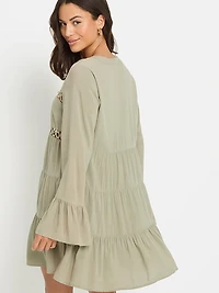 Short V-neck Ruffle Dress