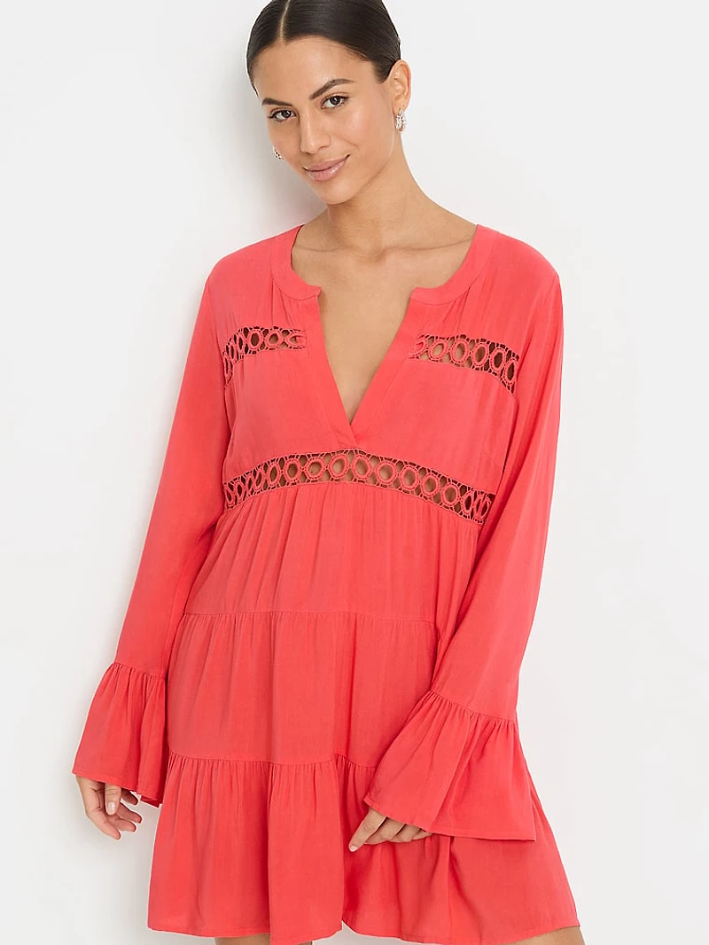 Short V-neck Ruffle Dress