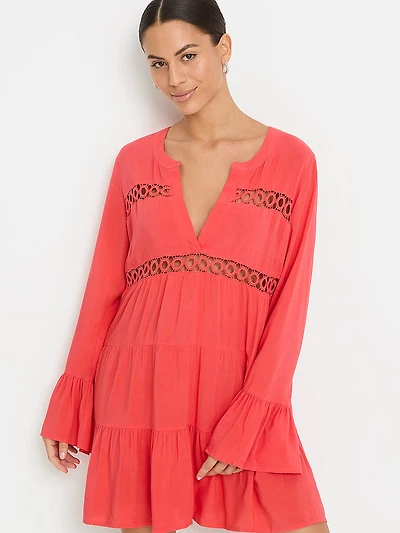 Short V-neck Ruffle Dress