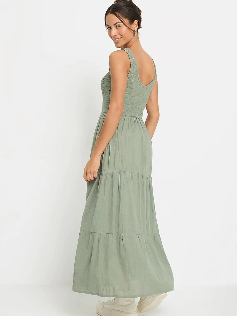 Tiered V-Neck Maxi Dress
