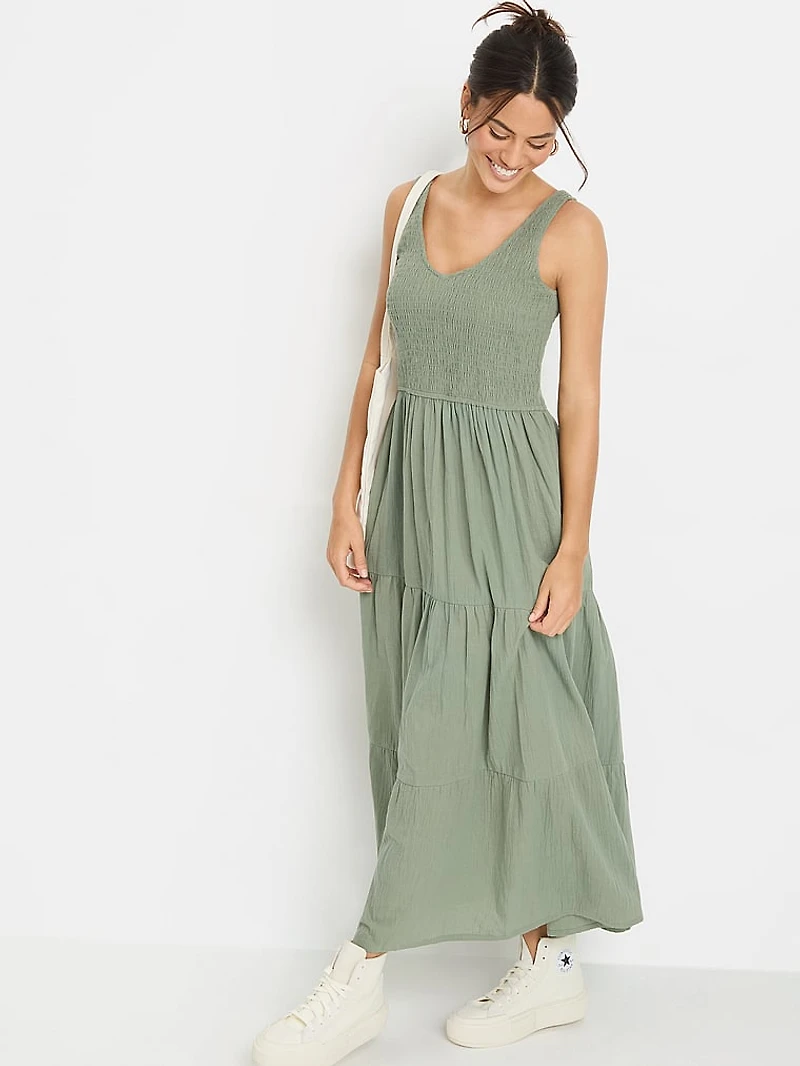 Tiered V-Neck Maxi Dress