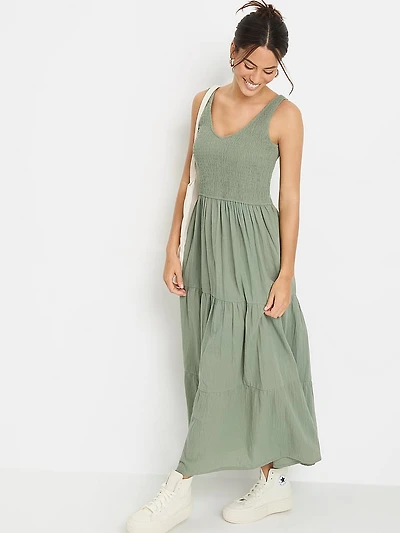 Tiered V-Neck Maxi Dress