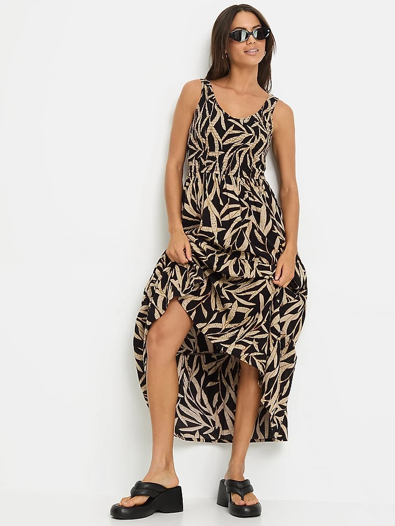 Tiered V-Neck Maxi Dress