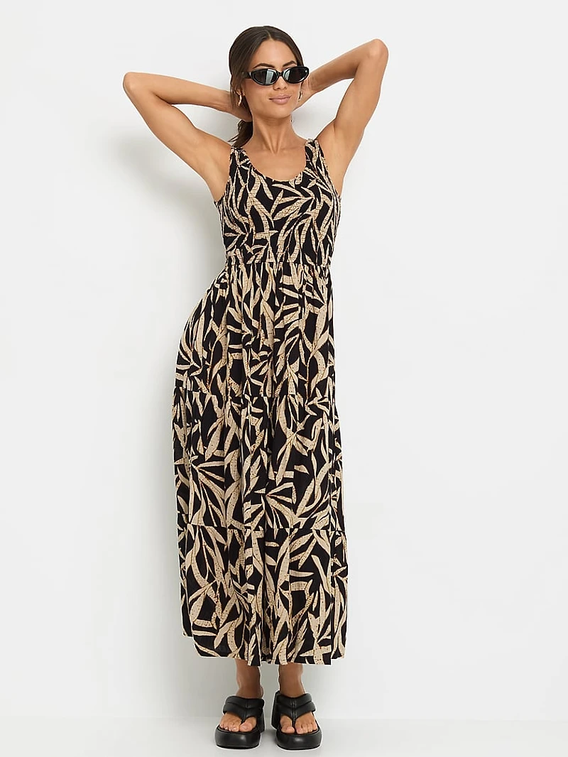 Tiered V-Neck Maxi Dress