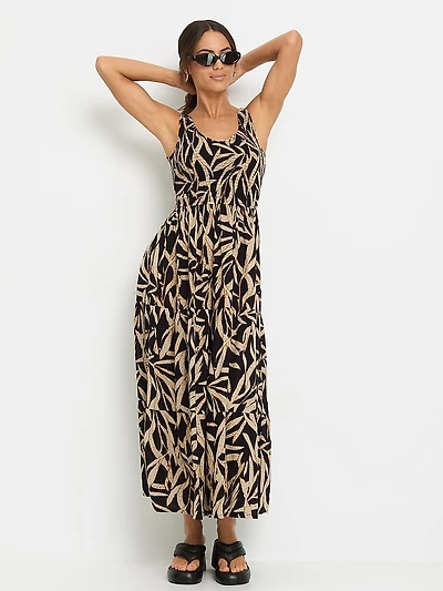 Tiered V-Neck Maxi Dress