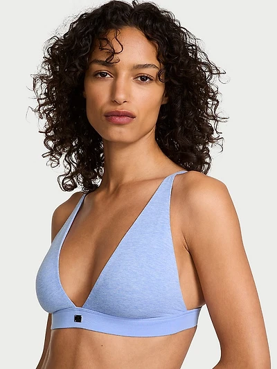 Cotton Logo Hardware Wireless Plunge Bralette
