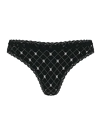 Cotton Pointelle Lace-Waist Thong