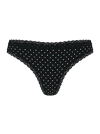 Cotton Pointelle Lace-Waist Thong