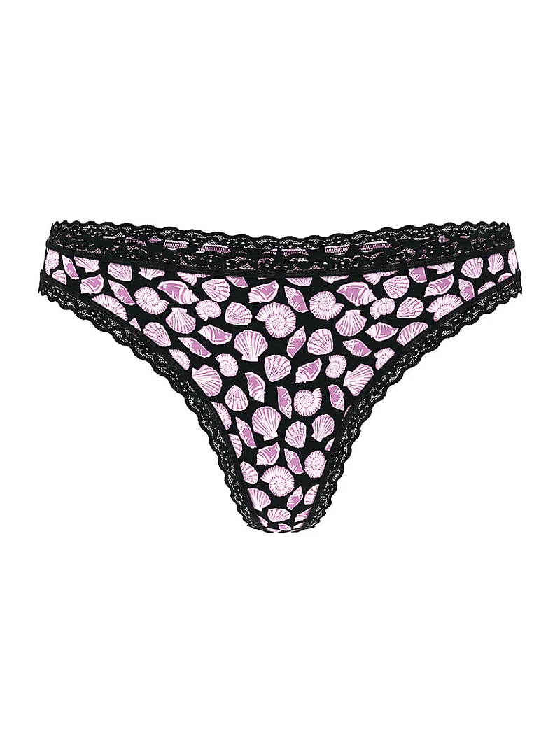 Cotton Lace Bow Thong Panty