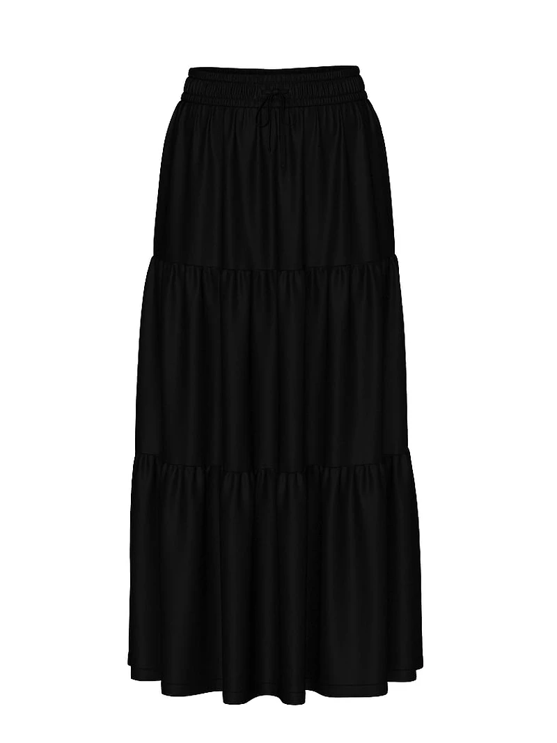 Satin Tiered Maxi Skirt