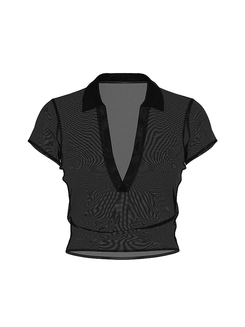 Mesh Plunge Cropped Top