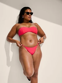 Two-Tone Rib Thong Bikini Bottom