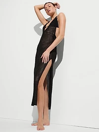 Beachwear Crochet Metallic Plunge Dress