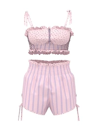 Cotton Bralette & Ruffle Shorts Set