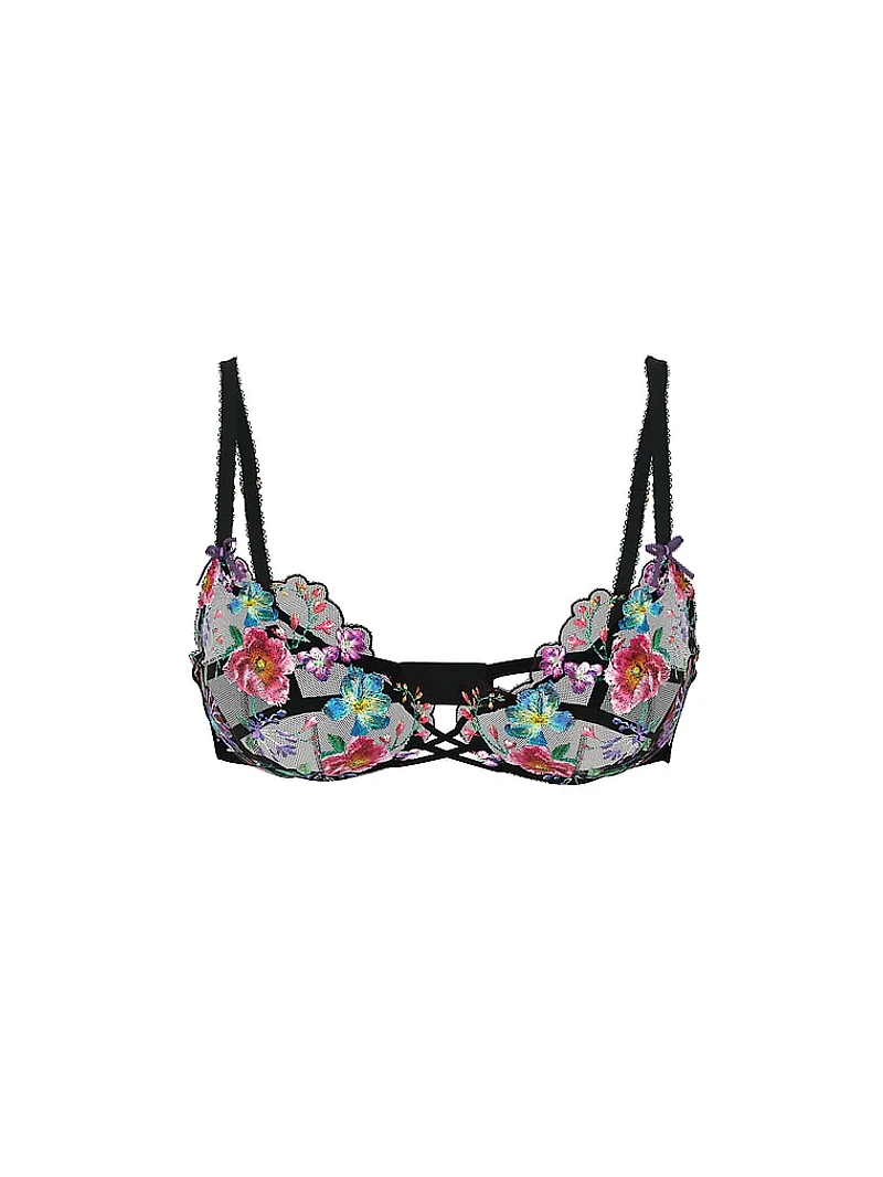 Geo Daisy Lace Unlined Low-Cut Demi Bra