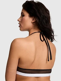 Logo Mesh Halter Triangle Bralette