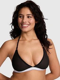 Logo Mesh Halter Triangle Bralette