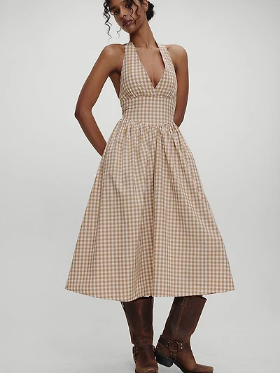 Prairie Poplin Midi Dress