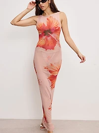 Gauze Mesh Maxi Dress