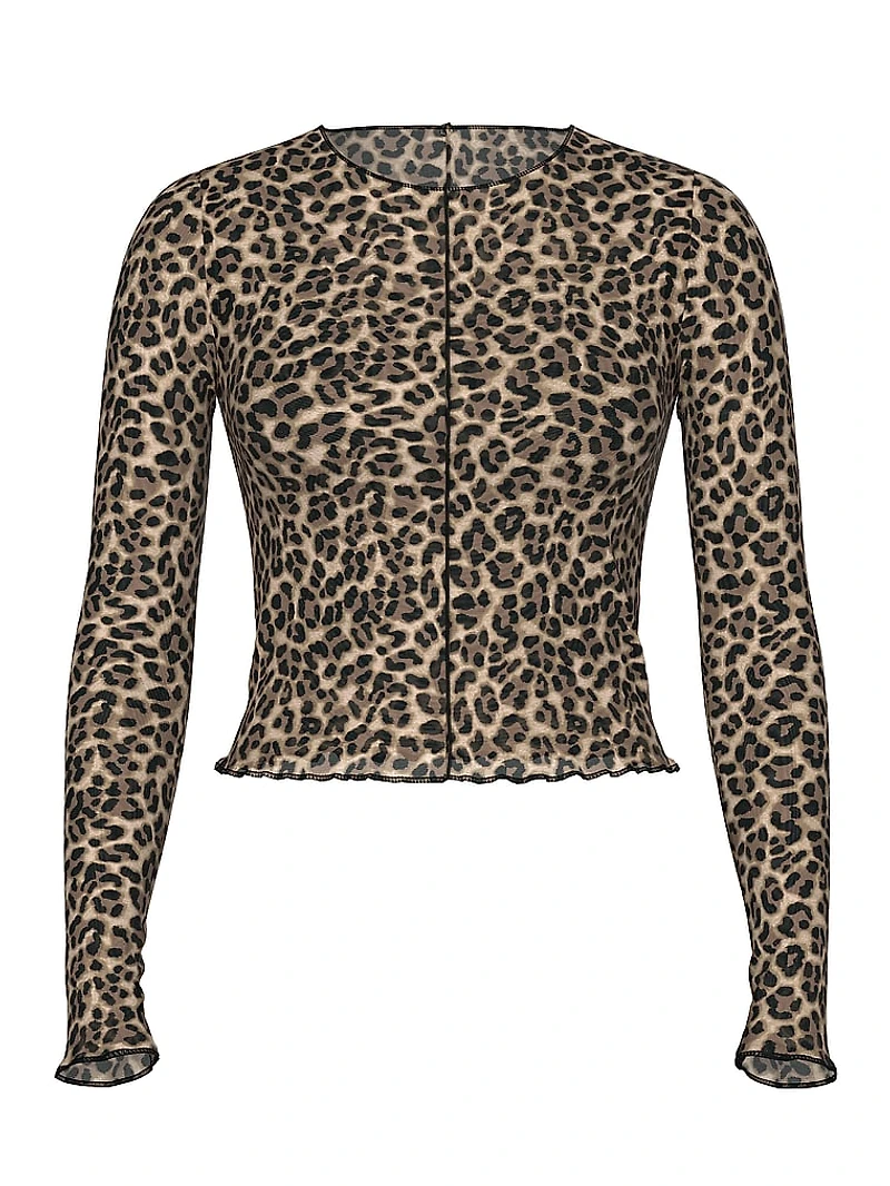 Beachwear Mesh Long-Sleeve Top