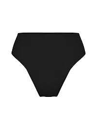 Two-Tone Rib High-Waist Cheeky Bikini Bottom