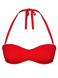 Two-Tone Rib Strapless Bandeau Bikini Top